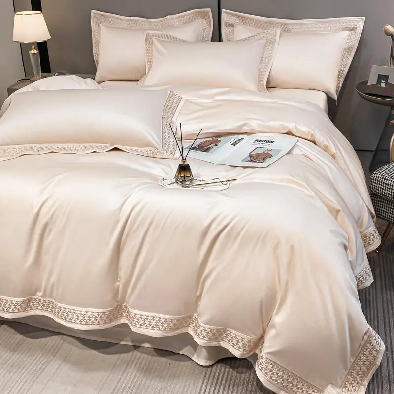 New All Cotton 100 Thread Four Piece Set High end Long staple Cotton Horse Cotton Bed Sheet Bedding