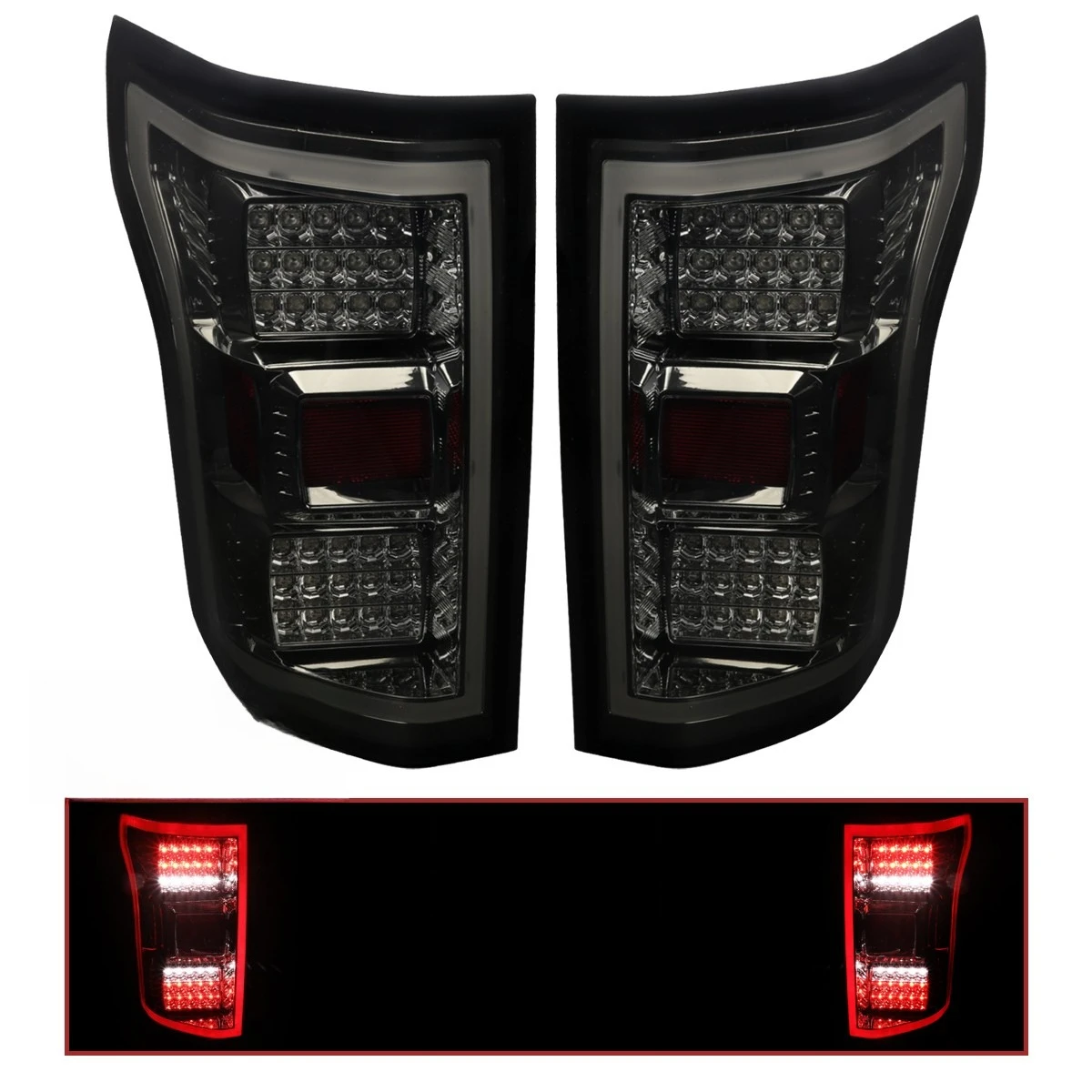 

Smoke Tail Lights Fits 2018-2020 Ford F150 LED Tube Bar Brake Lamps Left+Right