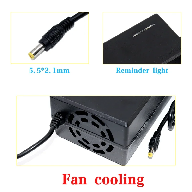 جديد 42 فولت 5A 10S شاحن بطارية ليثيوم أيون مع مراوح ل 36 فولت 18650 ليثيوم أيون يبو سطح المكتب نوع إمدادات الطاقة السريعة مع موصل تيار مستمر