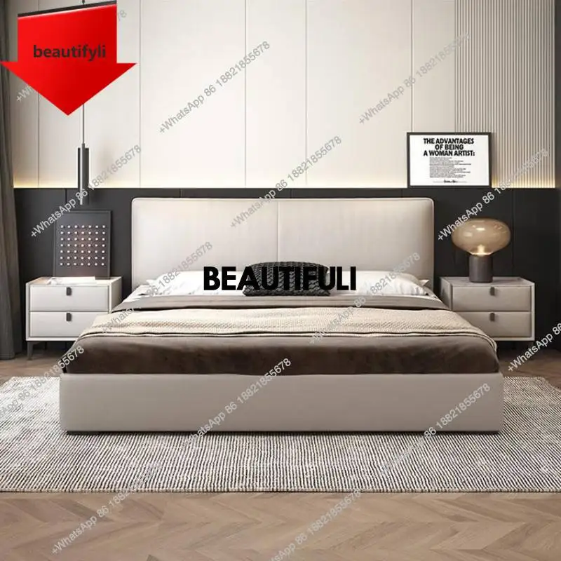 

A57 Waterproof Frame Double Bed Bedroom Designer Platform Headboards Double Bed Wooden Modern House Letto Matrimonile Furniture