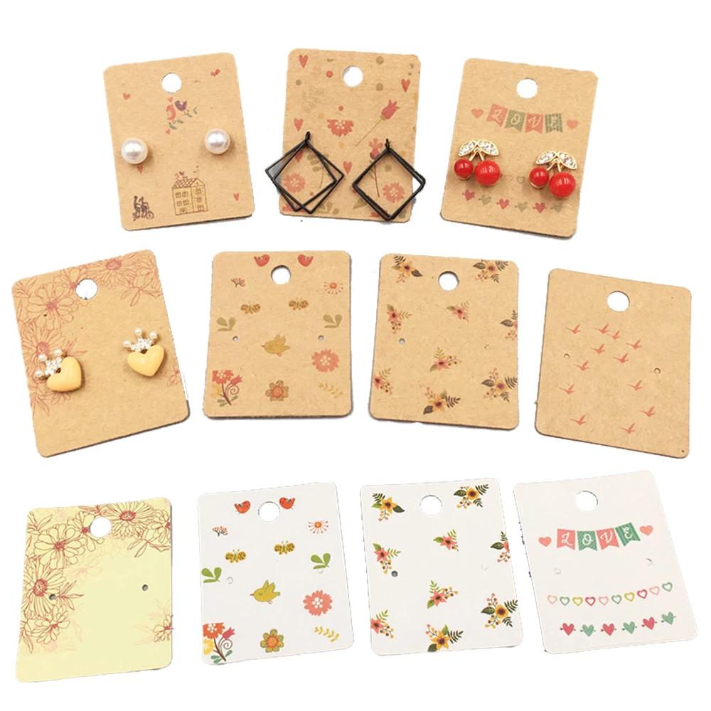 50pcs 5x4cm Paper Display Earrrings Ear Studs Cards For DIY Jewelry Package Cardboards Small Businesses Supplies Accessories