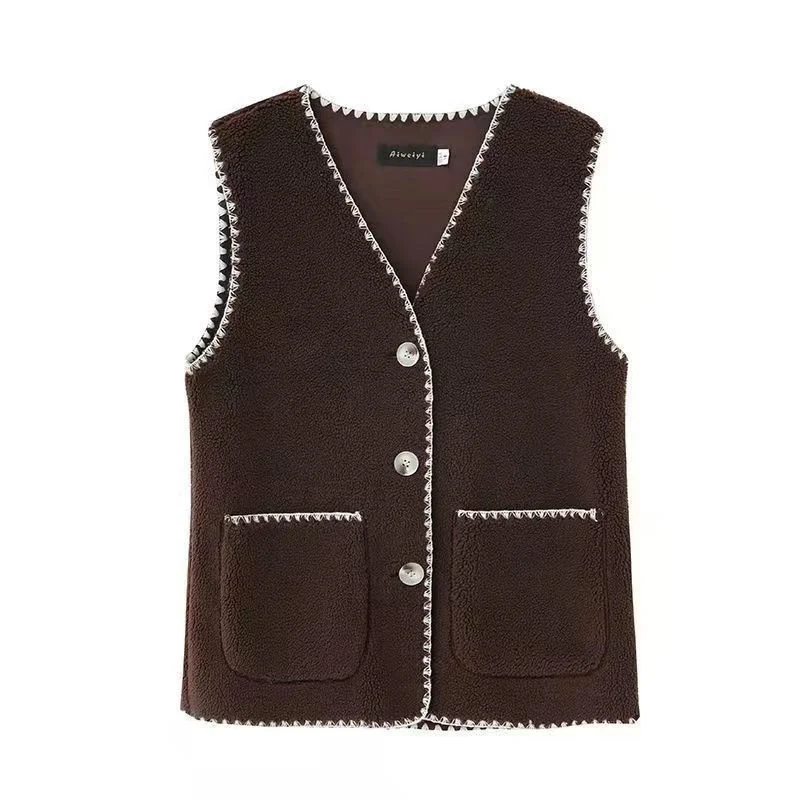 Net Red Explosive Models Lambwool Women Vest Autumn Winter New Imitation Products Fur One To Keep Warm Small Fragrant Style Vest