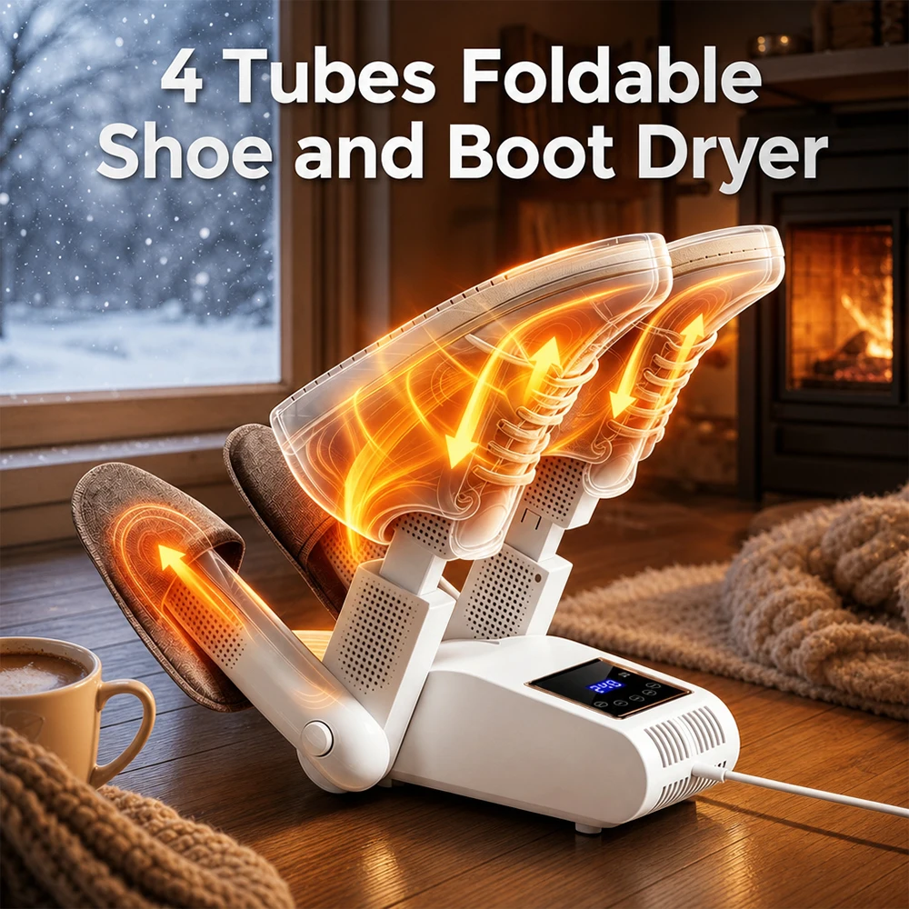 Dual-V Schuhtrockner, tragbarer elektrischer Schuh- und Stiefeltrockner mit UV-Licht, klappbar, 8-stufiger Timer, Smart-Display für Handschuhe, Hüte, Socken, Skischuhe – Detail 1