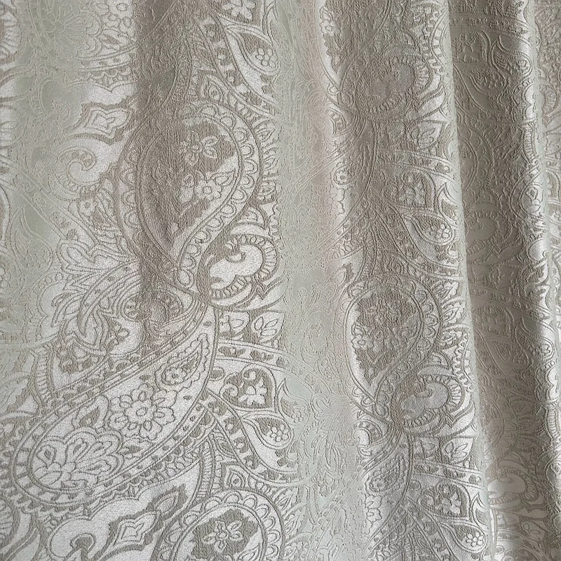 Custom Paisley Relief Texture Jacquard Cream White Shade Curtains for Living Room Bedroom French Window Balcony Bay Window