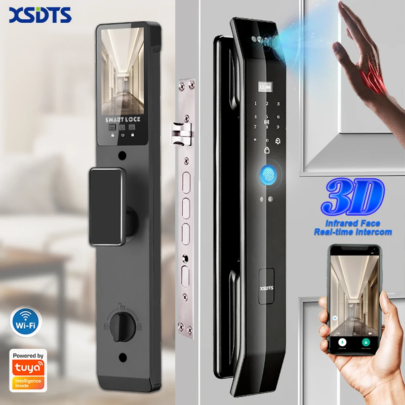 Tuya Palm Vein 3D Face Real-time Intercom Smart Door Lock Biometric Camera Intelligent Fingerprint Password Key Unlock