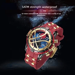 Iron Man Mechanical Multi-Functional Watch Men Waterproof Quartz Watch Trend Casual Multi-Functional Men Watch Holiday Gift