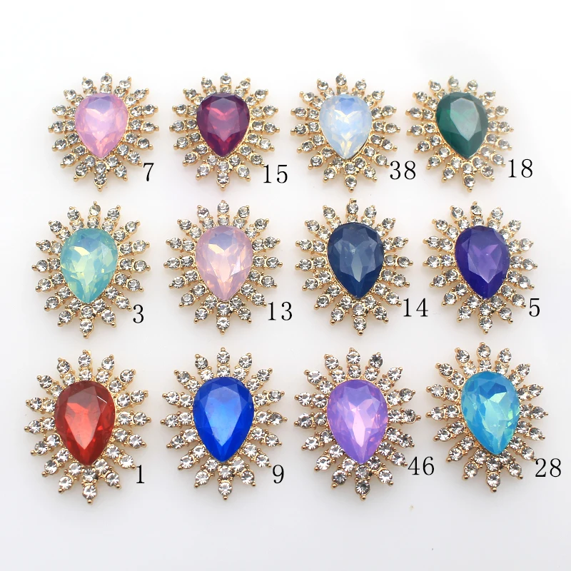 29*34MM 10Pcs Water Drop Resin Alloy Water Diamond Flat DIY For Decorating Bow Knots Hair Clips Invitations Jewelry Accessories