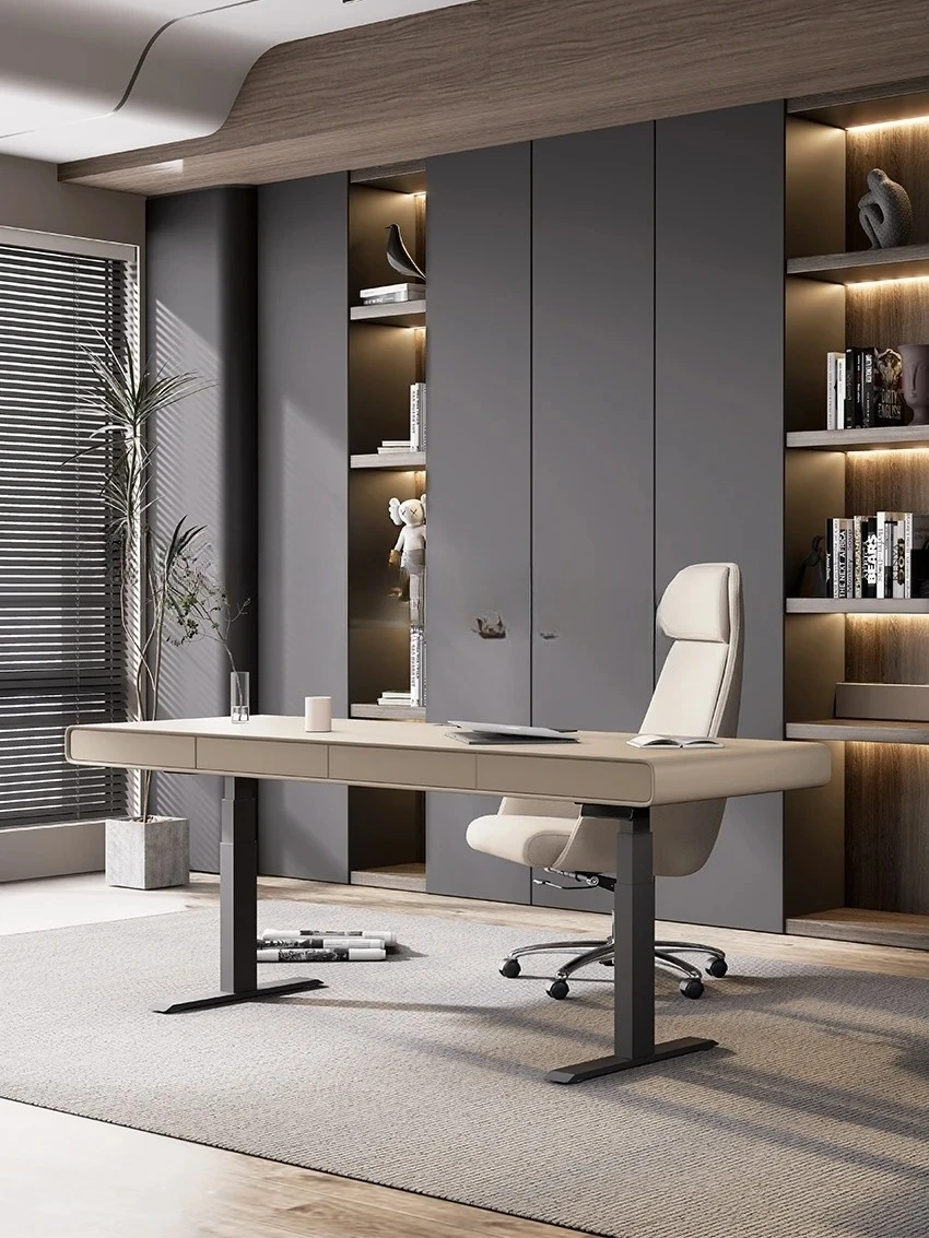 

Lifting desk light luxury advanced sense solid wood intelligent electric