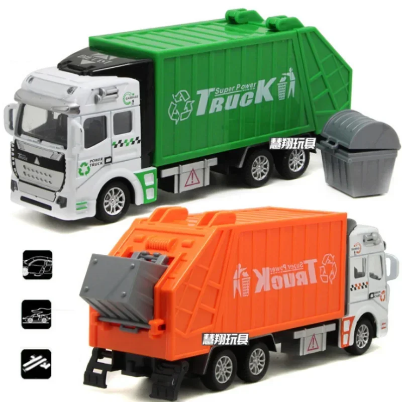 1:48 Garbage Truck Toy Car As Birthday Present Juguete Educational Clean Trash Car Kids Toys Gifts Free Shipping