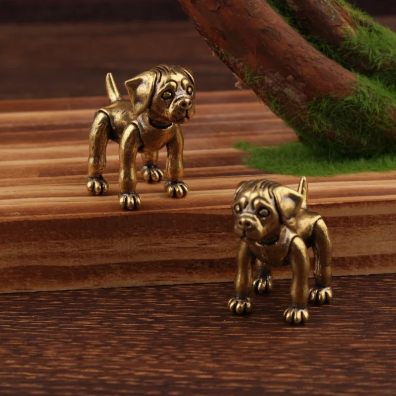 1/2Pcs Copper Dog Small Ornament Wangcai Puppy Bronze Twelve Zodiac Ornament