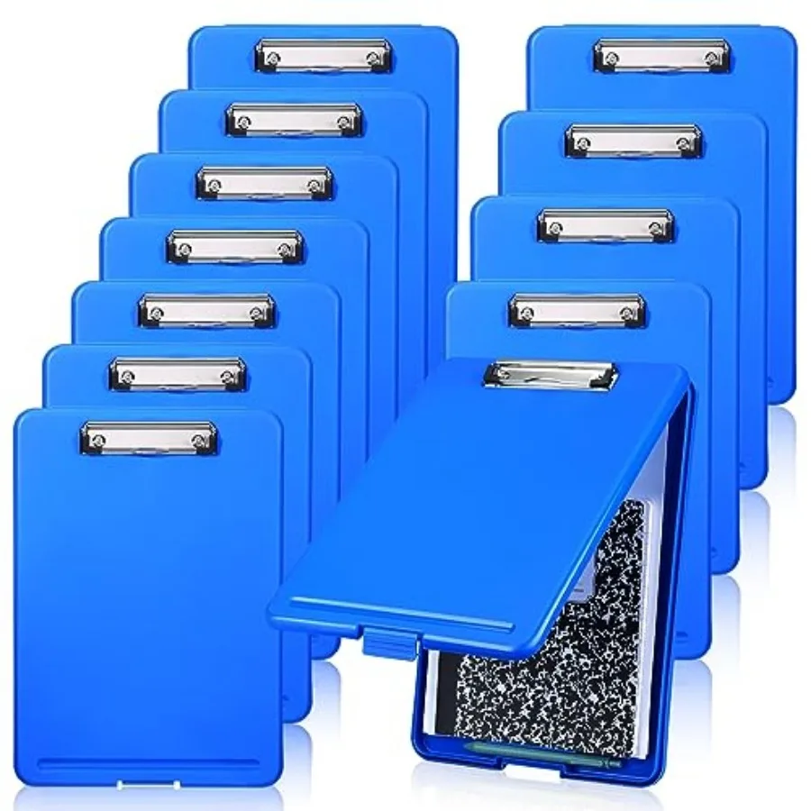 

Ireer 12 Pcs Plastic Clipboard with Storage Heavy Duty Portable Writing Boards for 150 Sheet A4 Paper with Pen Holder Large Cap