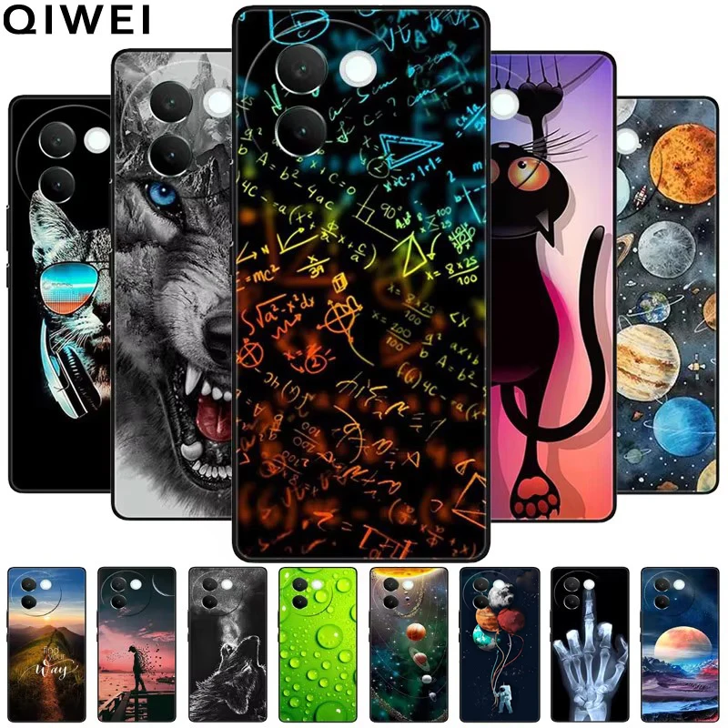 For Vivo V30e 5G Case 6.78'' Cool Black Silicone Space Pattern Phone Cases for Vivo V30e V2339 Back Cover TPU Soft Shells 6.78''