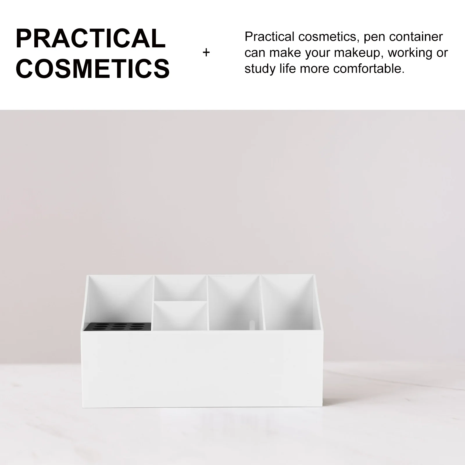 

Cosmetics Desk Organizer Box Multi-Functional Practical Exquisite Makeup Storage Smooth Surface Durable Pen Holding Cup