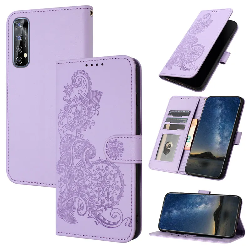 Etui na telefon Flower Wallet do OPPO Realme 7i Global 9i 8 9 Pro+ Plus Realme7 5G Etui skórzane Flip Stand Pokrowiec na telefon Totem Capa