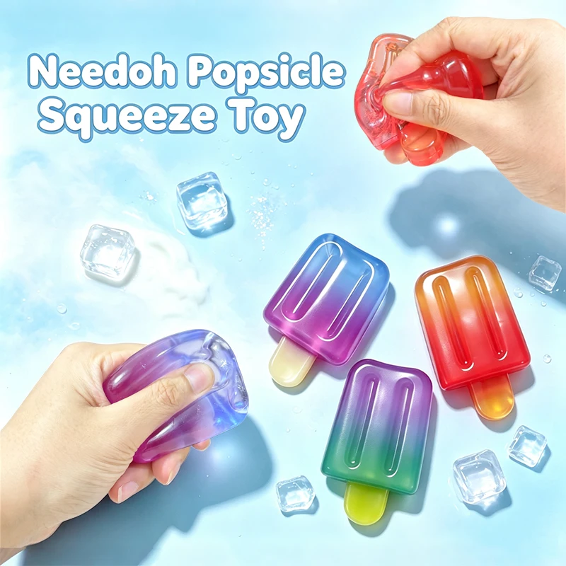 Needoh Popsicle Squeeze Toy Translucent Gradient Multicolor TPR Fast Rebound Fidget Stress Relief Anxiety Relief Birthday Gift