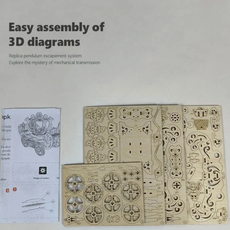 3D 나무 퍼즐 호박 자동차 모델 수제 DIY 조립 교육 장난감 직소 모델 빌딩 키트, 어린이 성인 장식