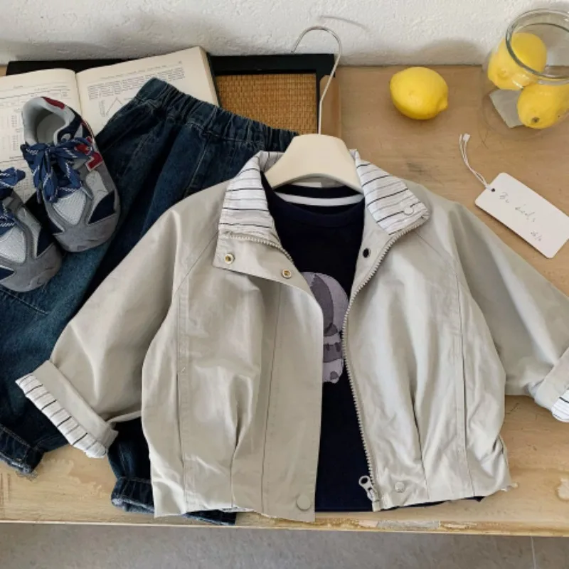 2026 New Boys Patchwork Coat Spring Cotton Good Quality Fashion Kids Jacket