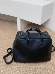 FIRMRANCH Minimalist Design Korean Niche Brand Large Capacity Top Layer Cowhide Lychee Pattern Soft Commuting Backpack For Women