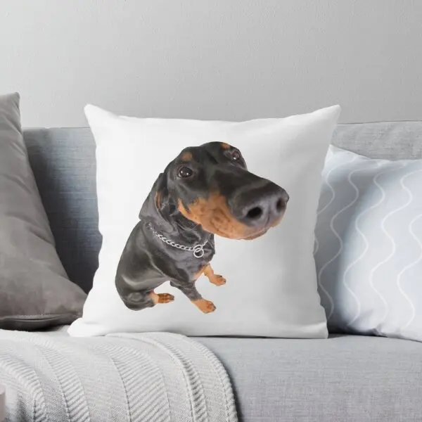 Funny Doberman Pincher Portrait  Printing Throw Pillow Cover Fashion Soft Anime Square Sofa Bedroom Pillows not include One Side