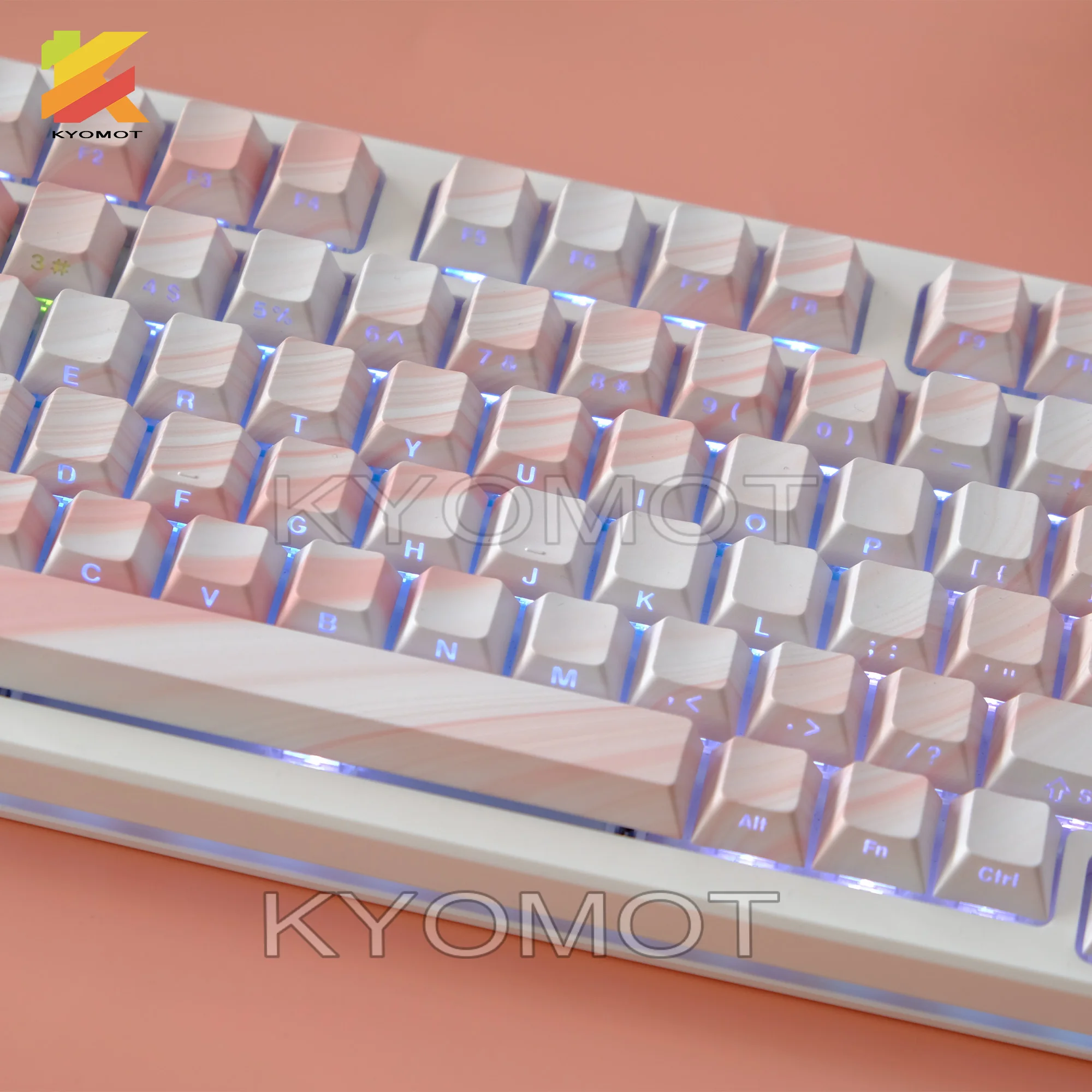 135 مفتاحًا متدرجًا من الحرير الوردي من خلال أغطية المفاتيح الجانبية المطبوعة PBT أغطية مفاتيح مزدوجة النار ملف تعريف الكرز لمفاتيح MX لوحات مفاتيح الألعاب #6