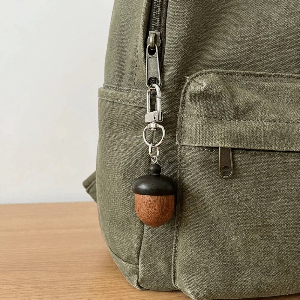 Simulation Acorn Acorn Keychain Small Item Storage Twist Open Bag Pendant Round Lightweight Metal Keychain Bag Accessory
