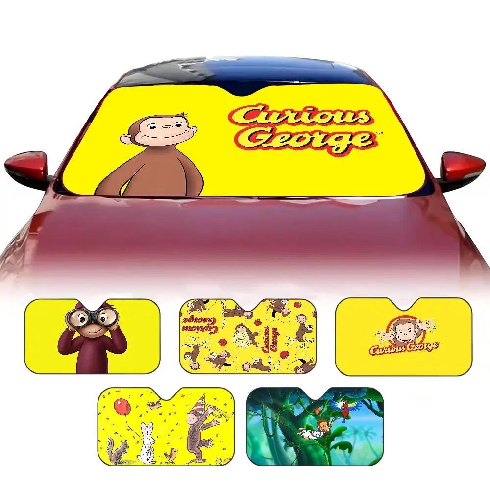 George The Curious Monkey Windshield Sun Shade for Car SUV Truck Front Window Sun Shade Accessory Visor Protector Shield Cover