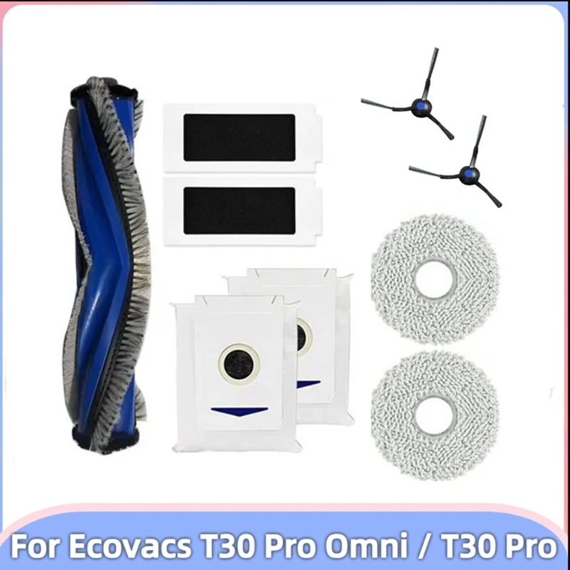 HOT Replacement Parts For Ecovacs Debot T30 Pro Omni / T30 Pro Vacuum Cleaner Washable Main Side Brush Filter Dust Bag Mop