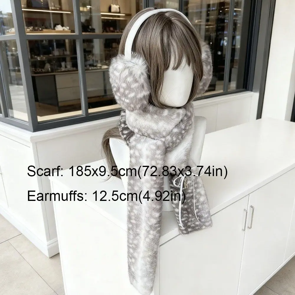 Niedlicher, dicker, warmer Schal mit Hirschmuster, aus Kunstfell, weich und flauschig, als Halswärmer verwendbar, waschbar, japanische Ohrenwärmer, ideal für Reisen. – Detail 1