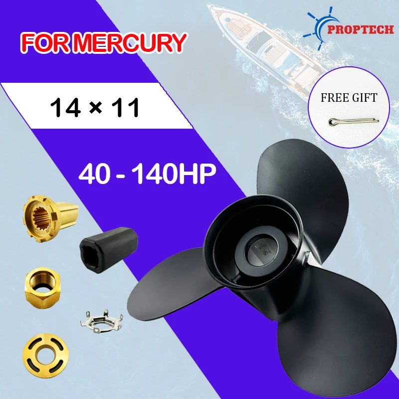 

14*11 For Mercury Marine 40 60 75 90 100 115 125 140 HP Outboard Screw Boat Motor Propeller 3 Blade 15 Spline Tooth