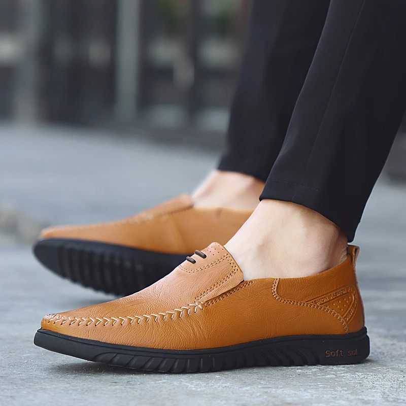 Hommes mocassins qualité en cuir de vache chaussures décontractées classique sans lacet chaussures de conduite mocassins grande taille chaussures en cuir d'affaires homme chaussures