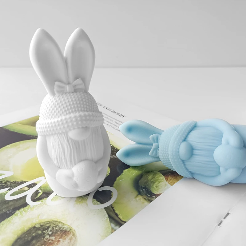 

Silicone 3D Easter Bunny Egg Mold for DIY Gnome Candles Aromatherapy Plaster Figurines Creative Home Decorations Supplies