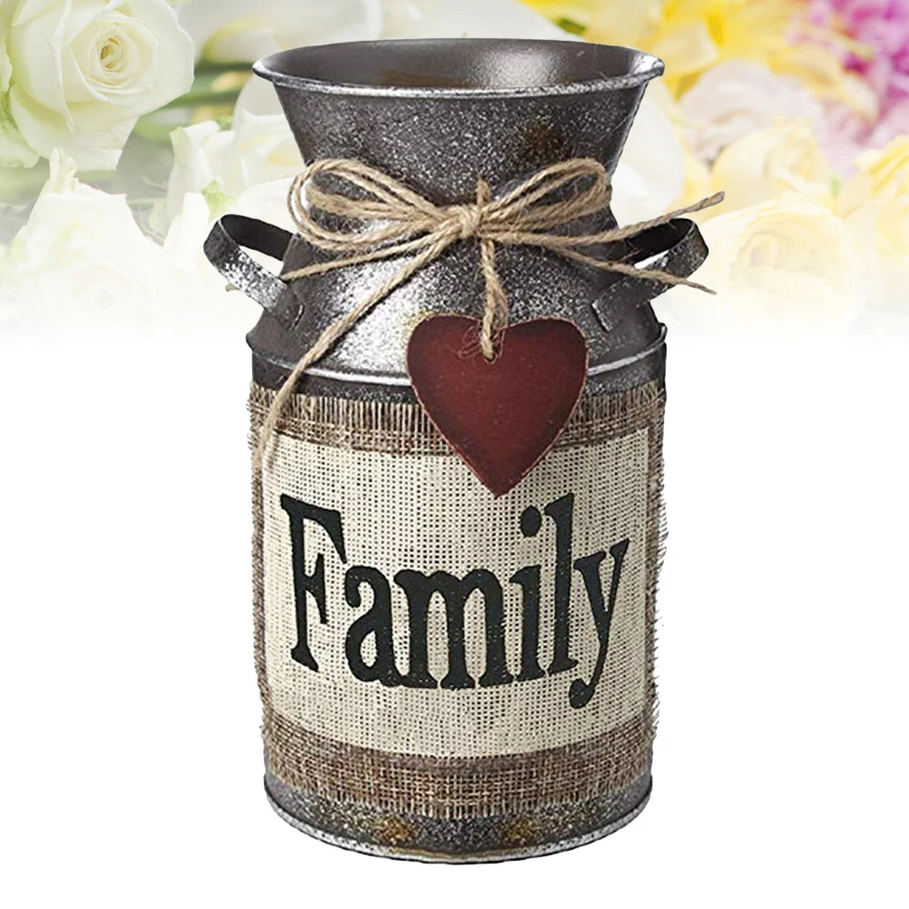 

Charming Vintage Vase With Petite Size And Traditional Milk Can Handles For Rustic Home Decor