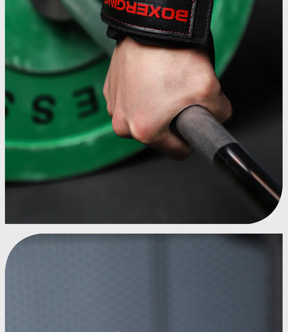 Bankdrücken, Gewichtheben, Handgelenkhaken, Riemen, Gummi-Kreuzheben-Handschuhe und Griffpolster für Fitness, Fitnessstudio, Training, Hantel-Pull-Ups – Detail 9