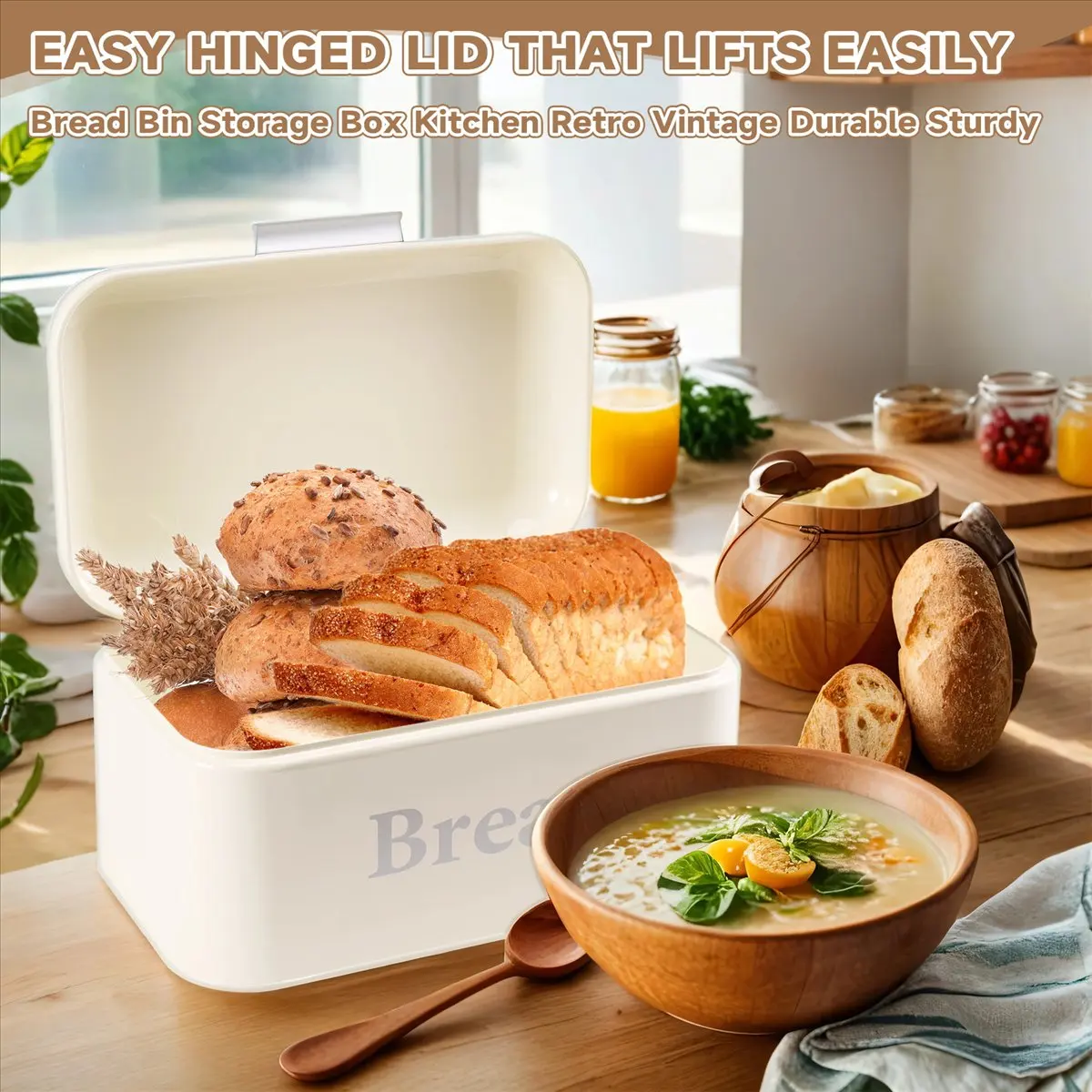 Vintage Bread Box Cupboard Iron Snack Box Desktop Finishing Dust-Proof Storage Box Storage Bin Keeper-AT48