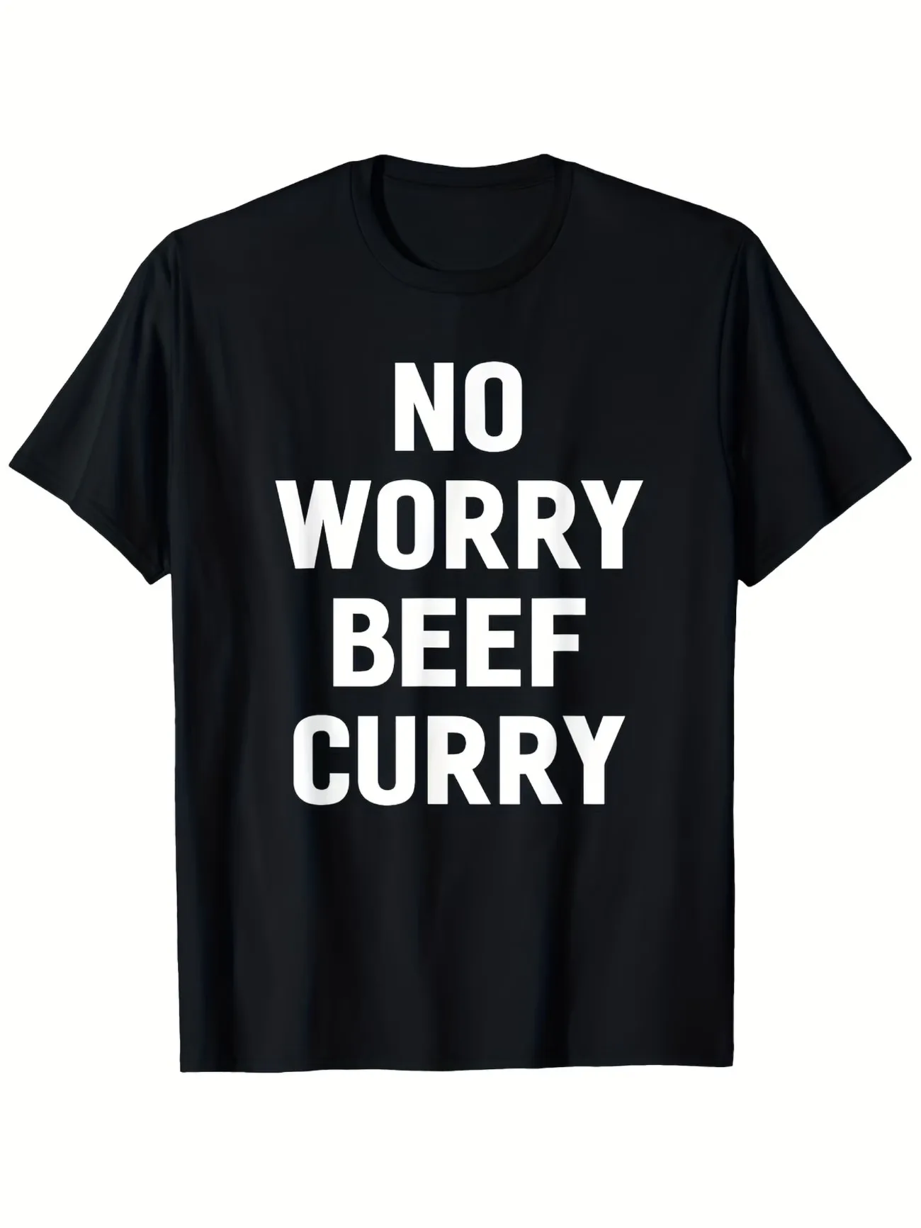 Unisex NO WORRY BEEF CURRY T-Shirt Casual Crew Neck Shirt Minimalist and Fashionable Aesthetic Loose Fit Men's Women Top Tee