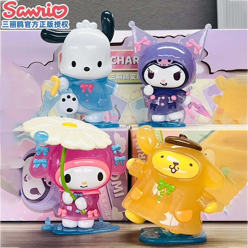 

Anime Sanrio Kuromi My Melody Pochacco Pompom Purin Blind Box Toys Action Figure Rainy Day Series Collection Ornaments Gifts