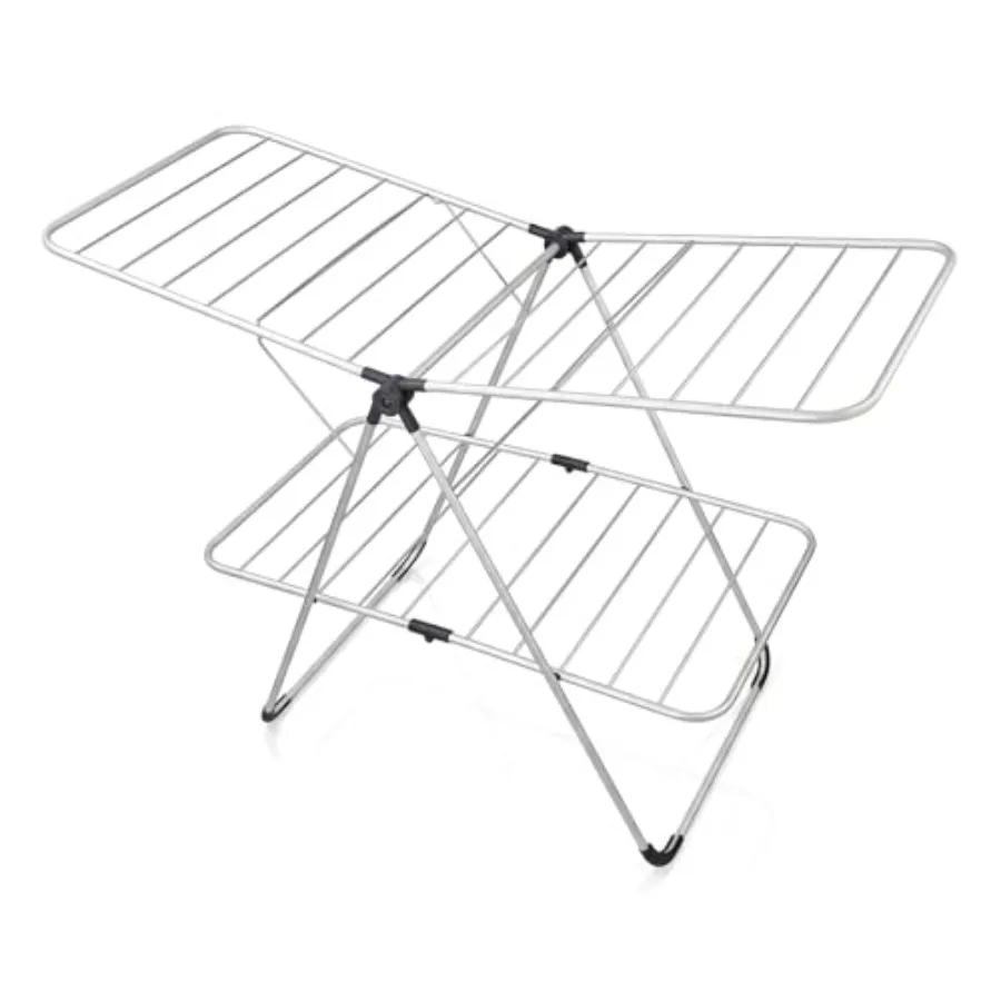 

Складная 2-ярусная алюминиевая сушилка для белья с регулируемыми крыльями, отдельно стоящая, для использования в помещении и на улице, портативная, экономит место