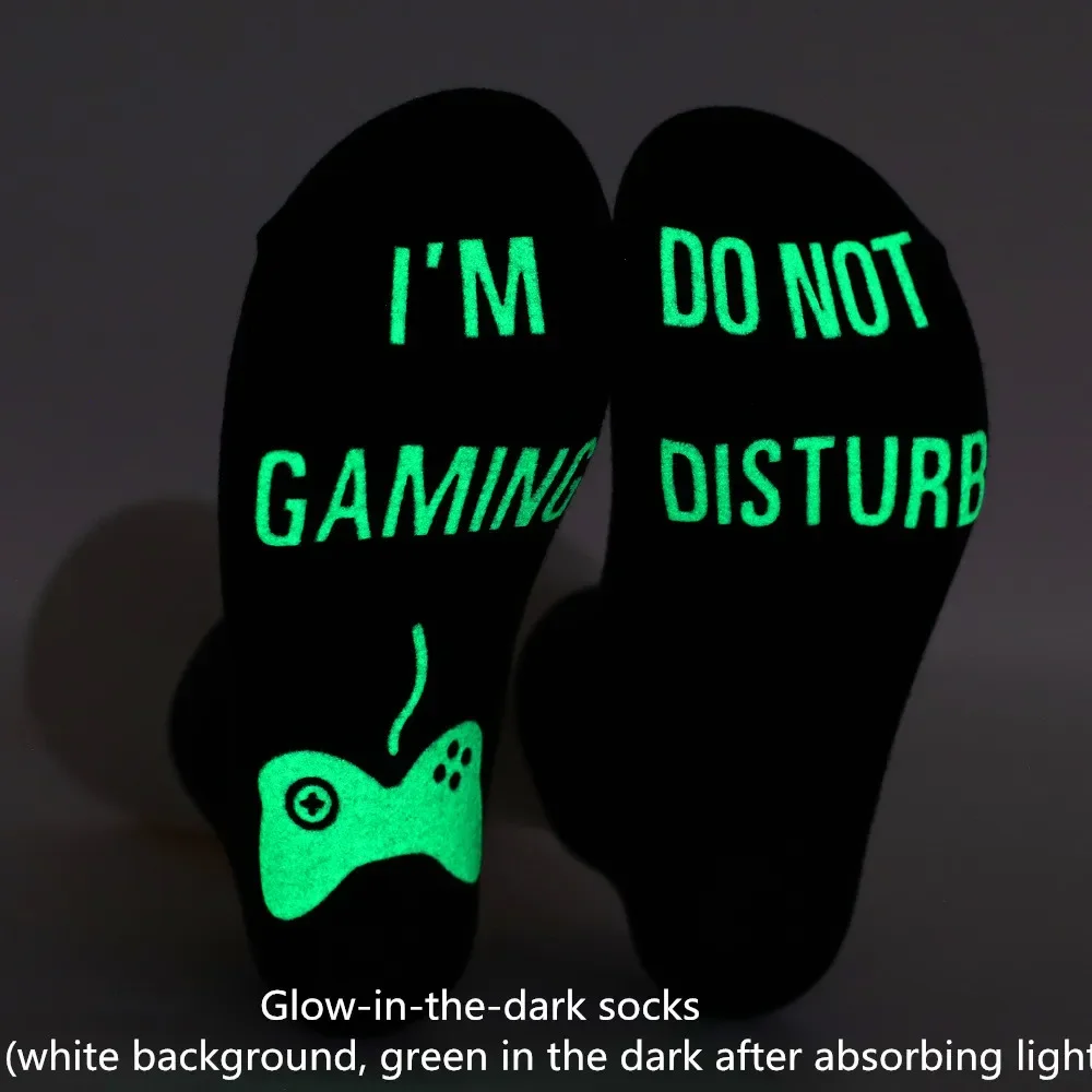 1Pairs 'I Am Gaming'' I'm not Sleeping' Print Funny Novelty Cotton Socks Gifts For Men Christmas Birthday Presents For BoyFriend