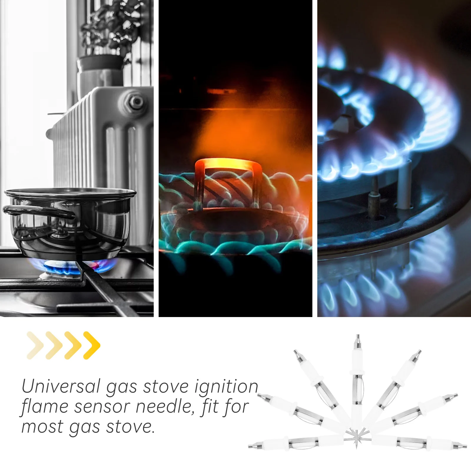 

10Pcs Flame Sensor Igniter Needle Universal Gas Stove Fire Sensor with Auto Shut Off Protection for Furnace Burner Components