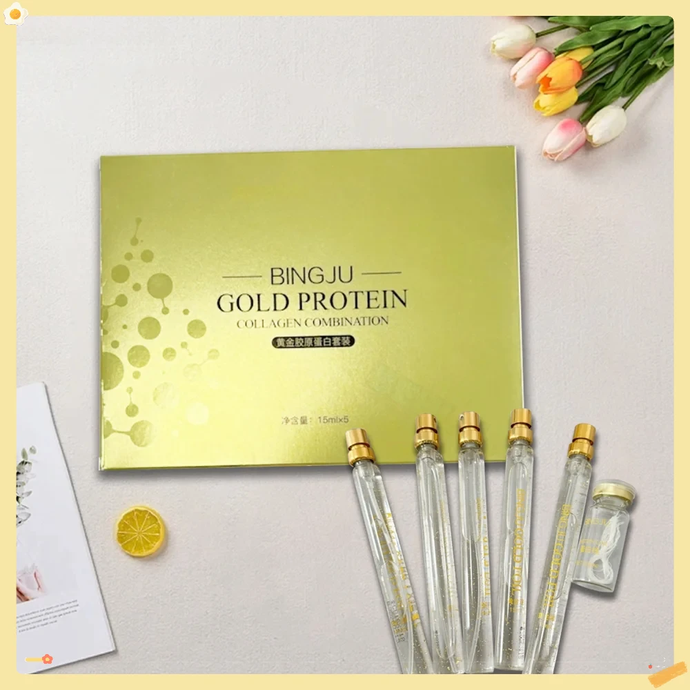 24K Gold Face Filler Absorbable Collagen Protein Thread Face Lift Plump Silk Fibroin Line Carving Anti Aging Essence Face Serum