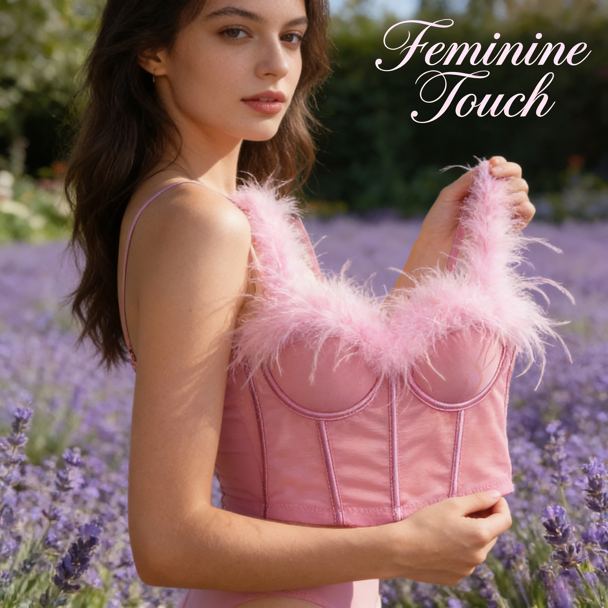 

Роскошный топ-бюстье с перьями страуса, корректирующий талию, без спинки, с перьями, для женщин, элегантный, для вечеринок, модный