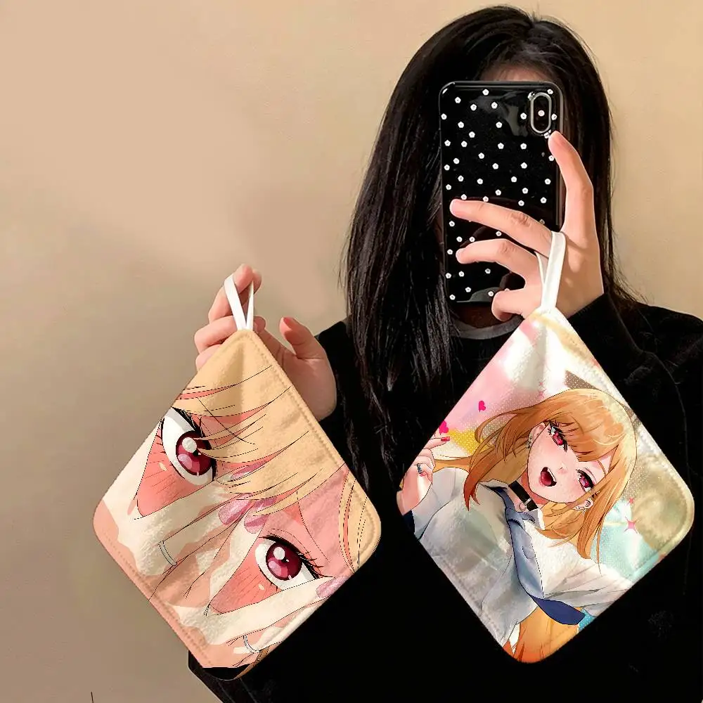 My Dress-Up Darling M-Marin Kitagawa Polyester Cotton Hand Wiping Towel with Hanging Loop, Lightweight for Home and Commercial
