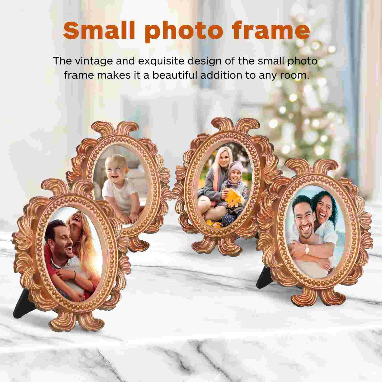 4 Pcs Baroque Photo Frame Mini Retro Decor Frames Synthetic Resin Vintage Picture