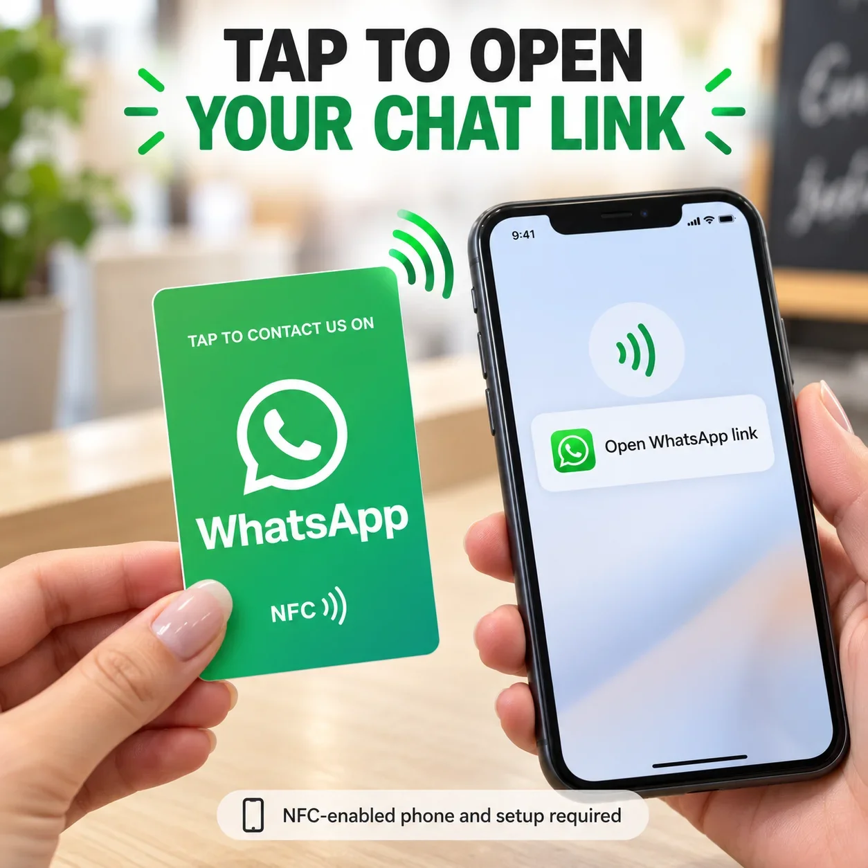 1pc NFC Contact Card for WhatsApp NTAG215 Rewritable Green Gradient PVC Tap to Share Contact Link for Shops and Salons