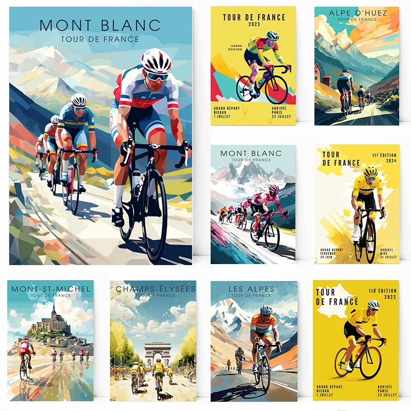 Tour De France Bicycle Race Bicycle Sports Enthusiast Gift Poster Canvas Printing Decor Living Room Bedroom Wall Art Home Decor