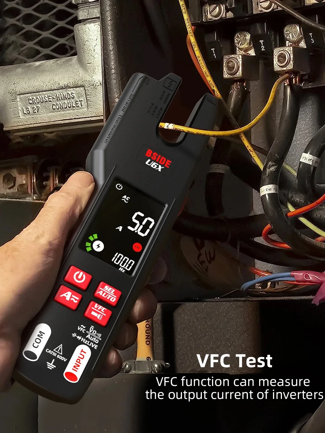 Ready Stock! BSIDE U6X U-Shape AC/DC Clamp Meter Rechargeable Temperature Infrared Detection Voltmeter Electrical Tester