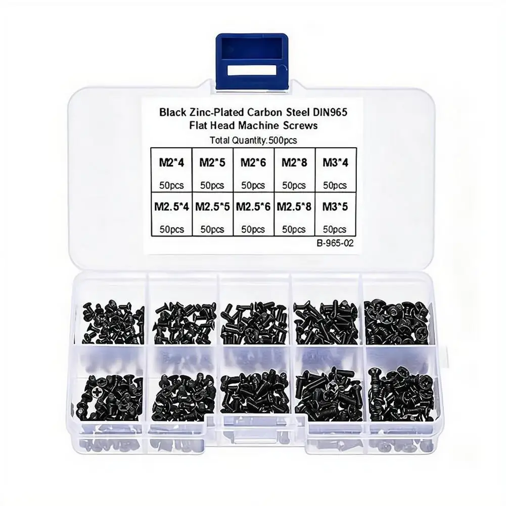 Notebook Repair Screws Kit 500Pcs M2 M2.5 M3 High Strength Carbon Steel for Laptop PC DIY Repair Work