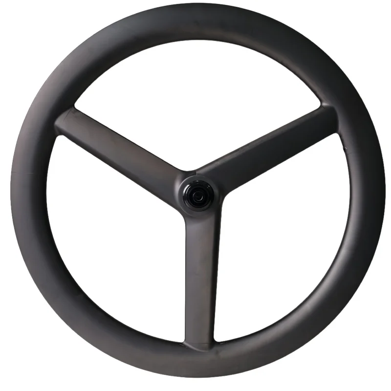 

700C Staggered 3 Spokes Carbon Fiber Bicycle Wheel 28mm Width 55mm Depth for Enhanced Riding Experience