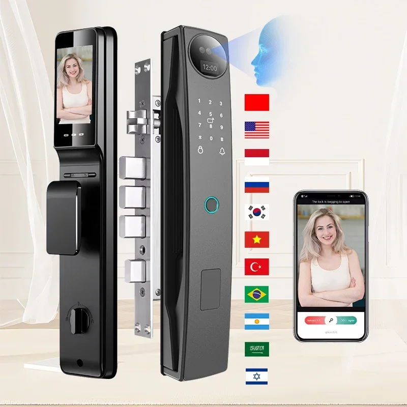 

007 New door keyless smart lock with multiple language smart lock remote control quickset door lock set smart key