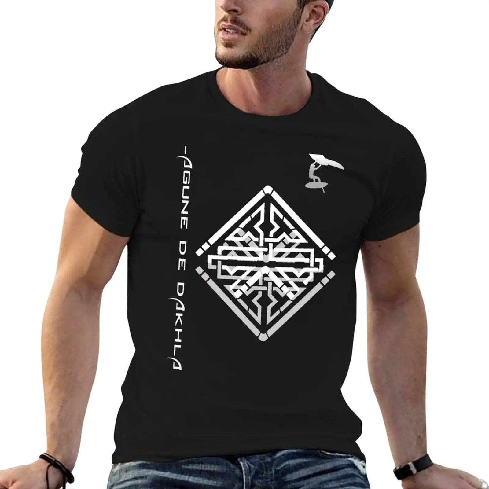 wingfoil in Dakhla black background T-Shirt Soft Basic Cotton Short Sleeve Tee